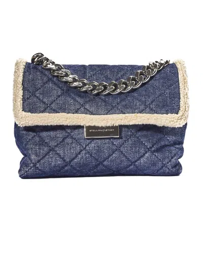 Stella Mccartney Chain Mm Denim Shoulder Bag Sheepskin Blue
