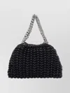 Stella Mccartney Chain Strap Crossbody Bag With Woven Texture In Black