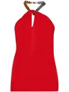 Stella Mccartney Chain-strap Fine-knit Top In Red