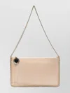 Stella Mccartney Chain Strap Metallic Clutch Bag In Neutral