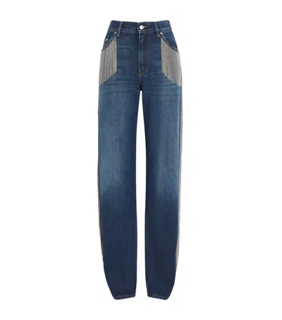 Stella Mccartney Chain Tassel Straight-leg Jeans In Blue