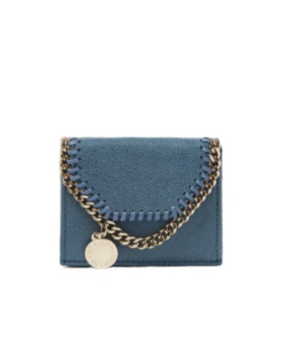 Stella Mccartney Chain Trifold Wallet In Feather Blue