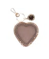 Stella Mccartney Chain-trim Heart-motif Keyring In Brown