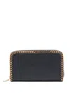 Stella Mccartney Chain-trimmed Zip-around Wallet In Black