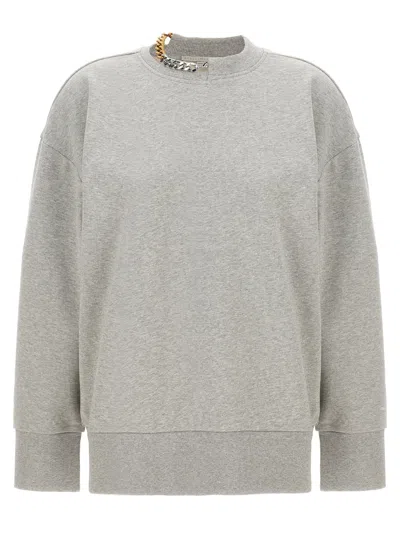 Stella Mccartney Chain-embellished Cotton Sweatshirt In Gray