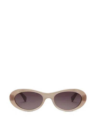 Stella Mccartney Chain-link Oval-frame Sunglasses In Nude