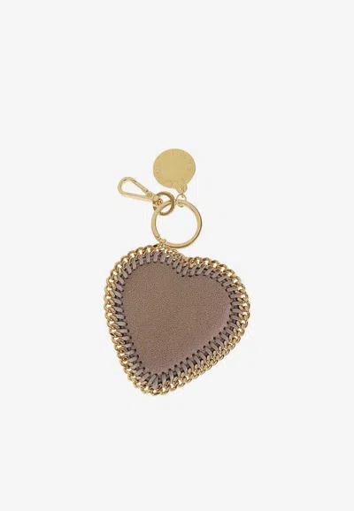 Stella Mccartney Chain-trim Heart Keyring In Brown
