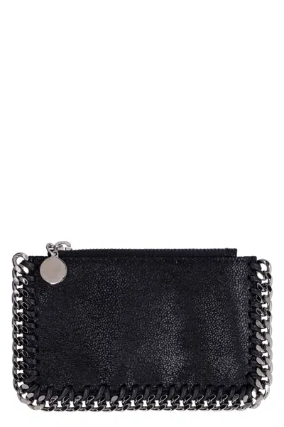 Stella Mccartney Chain-trimmed Shaggy Deer Card Case In Black