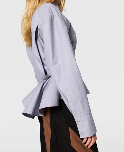 Stella Mccartney Chambray Peplum Shirt In Blue