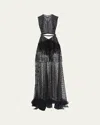 Stella Mccartney Chantilly Lace Cutout Maxi Dress In Black