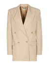 Stella Mccartney Double Breasted Satin Blazer In Beige