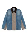 Stella Mccartney Oversized Tweed-paneled Denim Jacket In Azul