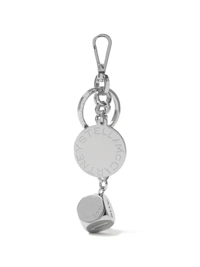Stella Mccartney Charm Dice-detail Keyring In Metallic