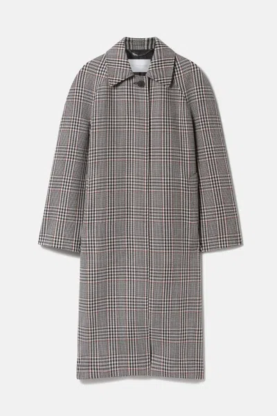 Stella Mccartney Check Wool Coat With Belt In Gray