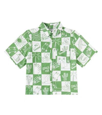 Stella Mccartney Kids' Hemd Aus Baumwolle In Grün