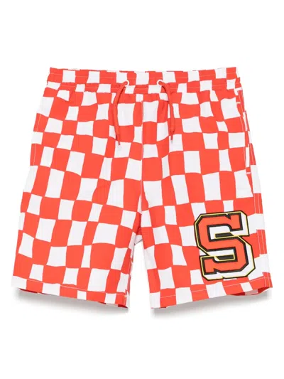Stella Mccartney Checked Swim Shorts In 红色