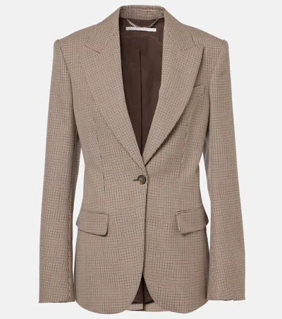 Stella Mccartney Checked Virgin Wool Blazer In Neutrals