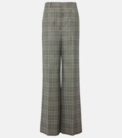 Stella Mccartney Checked Wool Flared Pants In Blue