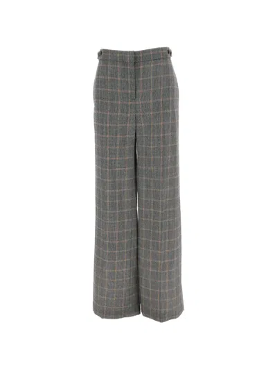 Stella Mccartney Checked Wool Trousers In Gray