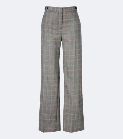 Stella Mccartney Checked Wool Straight-leg Pants In Gray