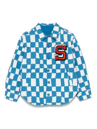 Stella Mccartney Kids' Checkerboard Jacket In Blue