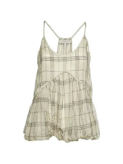 Pre-owned Stella Mccartney Check-print Sheer Camisole Top In Neutral