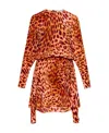 Stella Mccartney Cheetah Print Knotted Mini Dress In Red