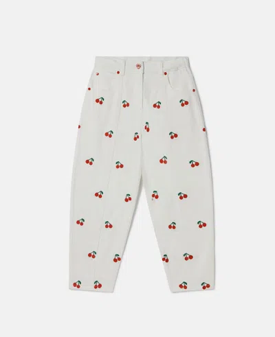 Stella Mccartney Cherry Embroidered Jeans In Cream