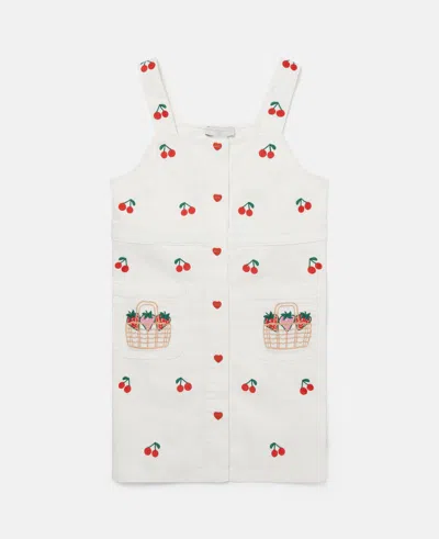 Stella Mccartney Cherry Embroidered Sleeveless Dress In Cream