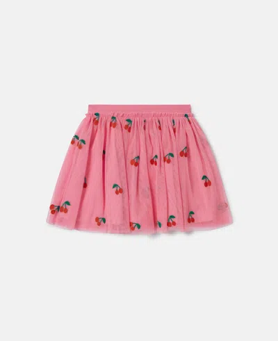 Stella Mccartney Cherry Embroidered Tulle Skirt In Pink
