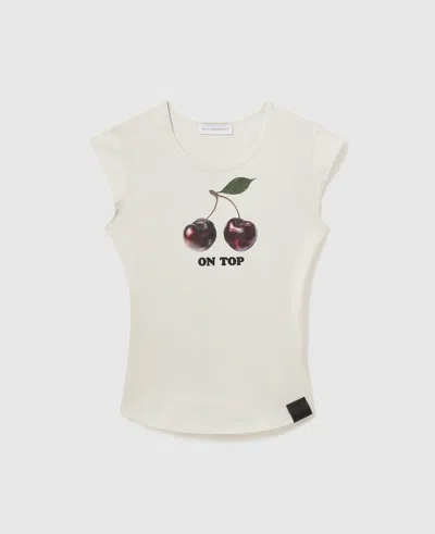 Stella Mccartney Cherry Graphic Sleeveless Baby Tee In Cream