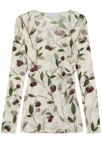 Stella Mccartney Cherry Print Mesh Top In White