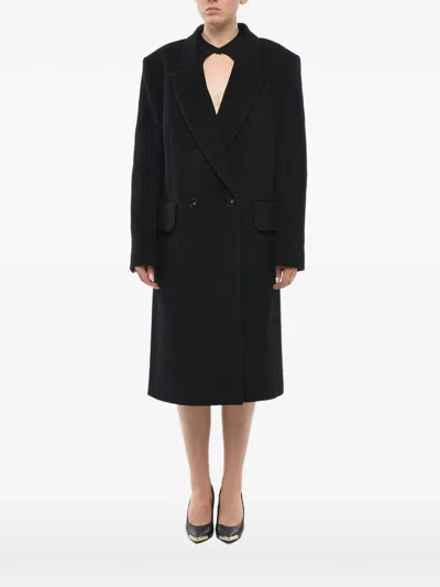 Stella Mccartney Chevron Double-breasted Coat In Black