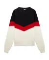 Stella Mccartney Crew Neck Wool Blend Pullover With Color Block Design In White