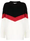 Stella Mccartney Crew Neck Wool Blend Pullover With Color Block Design In White