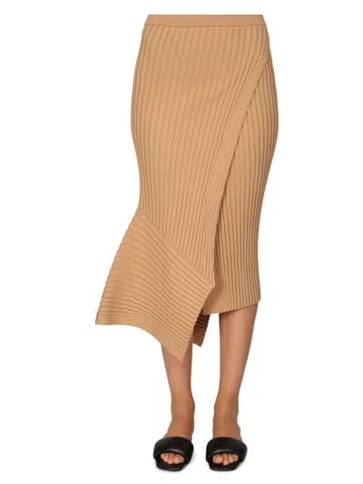 Stella Mccartney Chic Midi Skirt With Elastic Waistband In Brown