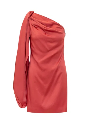 Stella Mccartney Chic Mini Satin Dress In Tomato