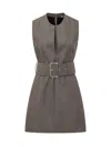 Stella Mccartney Chic Suit With Belt In Camel Grey