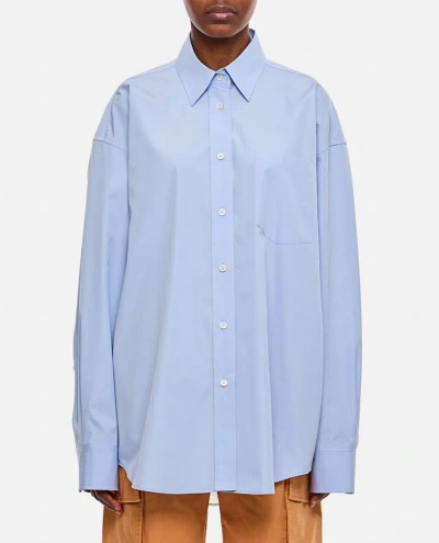 Stella Mccartney Chiffon Back Oversized Shirt In Sky Blue