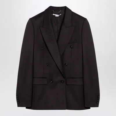 Stella Mccartney Chocolate-coloured Wool Double-breasted Jacket In Marrone