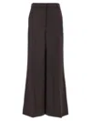 Stella Mccartney Wide Leg Flared Pants In Soft Wool Flannel In Brown