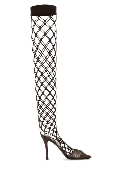 Stella Mccartney Stella 100 Fishnet Pump In Chocolate