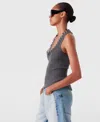 Stella Mccartney Chunky Chain Tank Top In Dunkelgrau Meliert