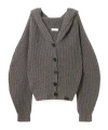 Stella Mccartney Hooded Ribbed Recycled-cashmere And Wool-blend Cardigan In Gray