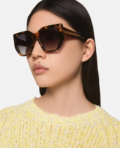 Stella Mccartney Chunky Square Cat-eye Sunglasses In Glossy Dark Havana