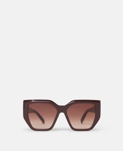 Stella Mccartney Chunky Square Cat-eye Sunglasses In Translucent Dark Chocolate And Gold