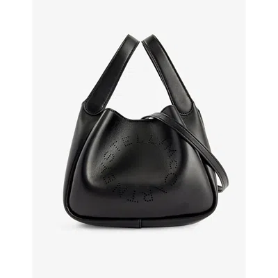 Stella Mccartney Circle Logo-embossed Faux-leather Shoulder Bag In Black