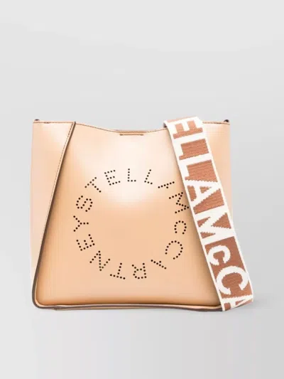 Stella Mccartney Circle Logo Perforated Crossbody Bag In Pink