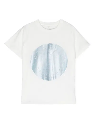 Stella Mccartney Kids' Circular Logo Disc Cotton T-shirt In White