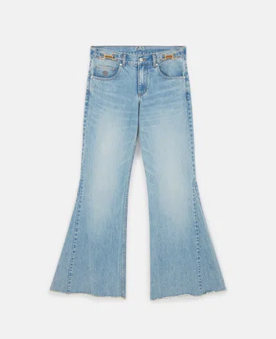 Stella Mccartney Clasp-embellished Low-rise Flared Jeans In Vintage Wash Blue Denim